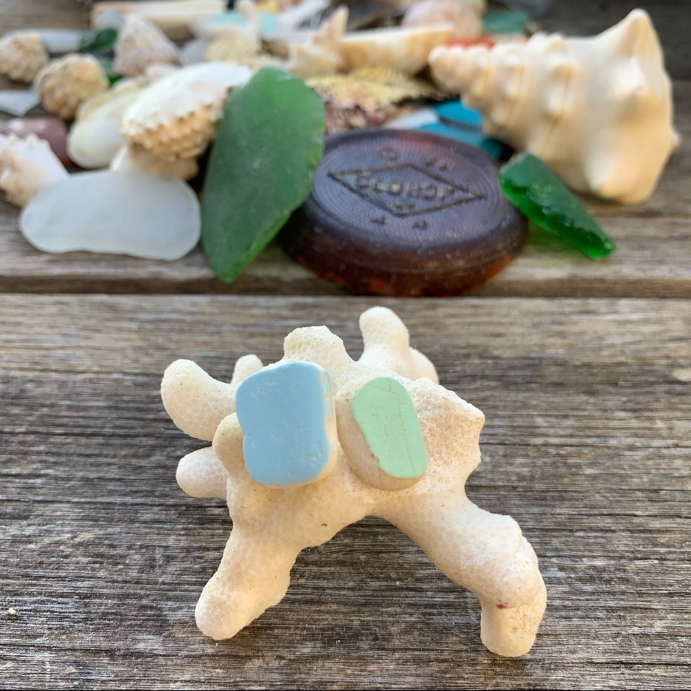 *SOLD*Sea foam sea tumbled tile stud earrings - Picture 3 of 6